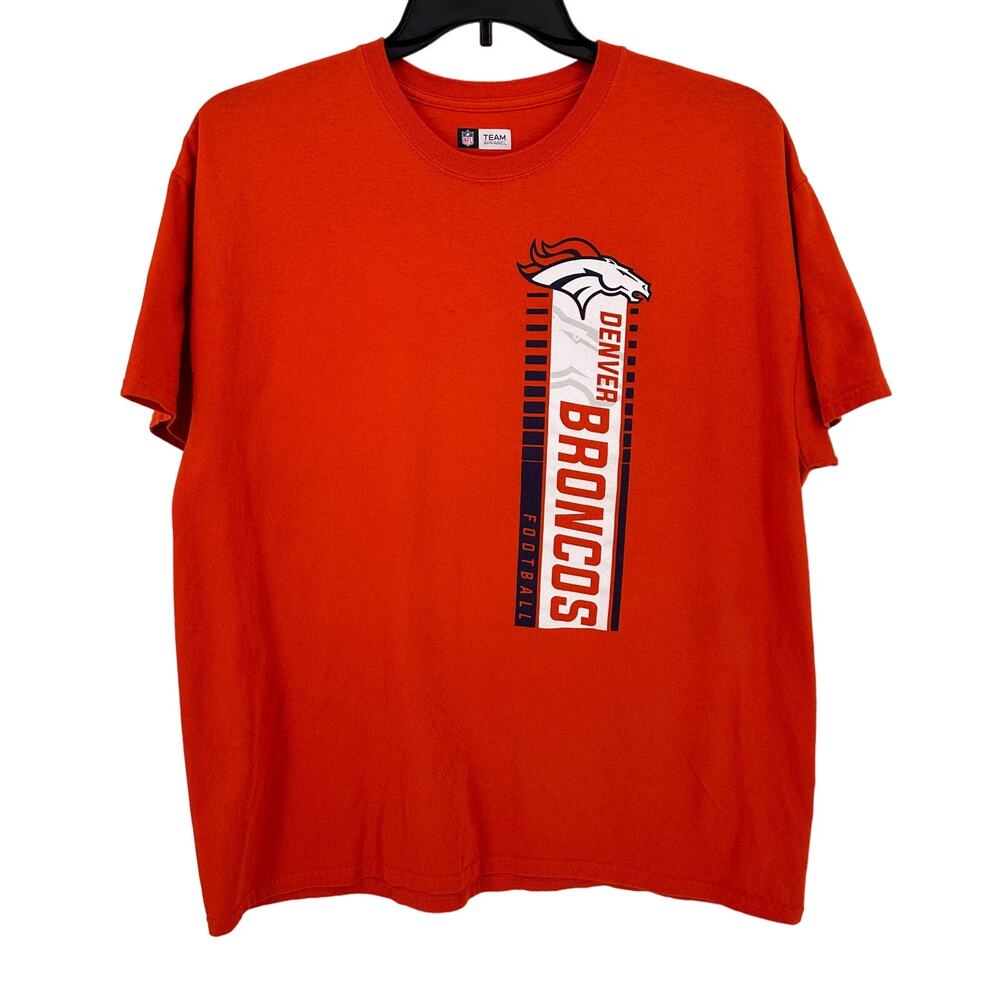 NFL Team Apparel Denver Broncos Colorado T Shirt Mens Size XL Orange BLue